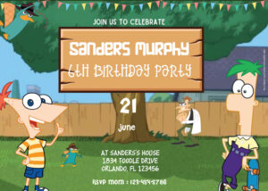 ( Free Editable PDF ) Play With Phineas And Ferb Birthday Invitation Templates One