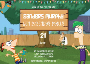 ( Free Editable PDF ) Play With Phineas And Ferb Birthday Invitation Templates Two