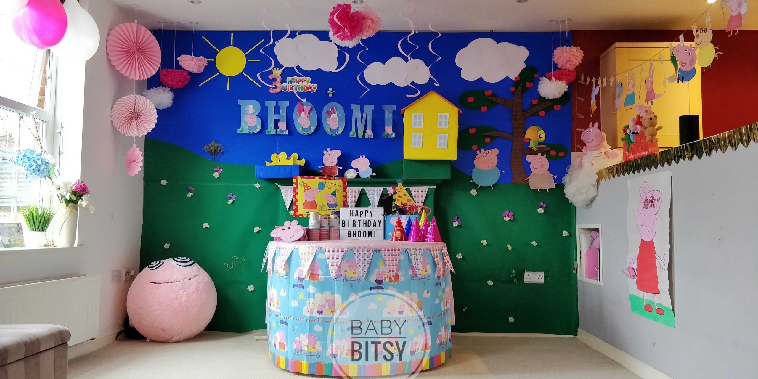 DIY Peppa Pig sky backdrop