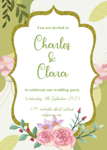 (FREE Editable PDF) Green And Roses Chasm Wedding Invitation Templates