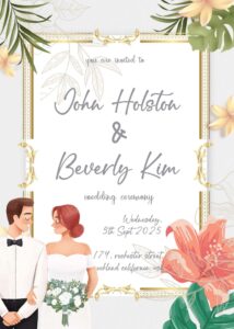 ( FREE Editable PDF ) Simple Tropical Floral Wedding Invitation Templates