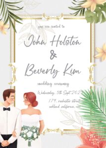 ( FREE Editable PDF ) Simple Tropical Floral Wedding Invitation Templates