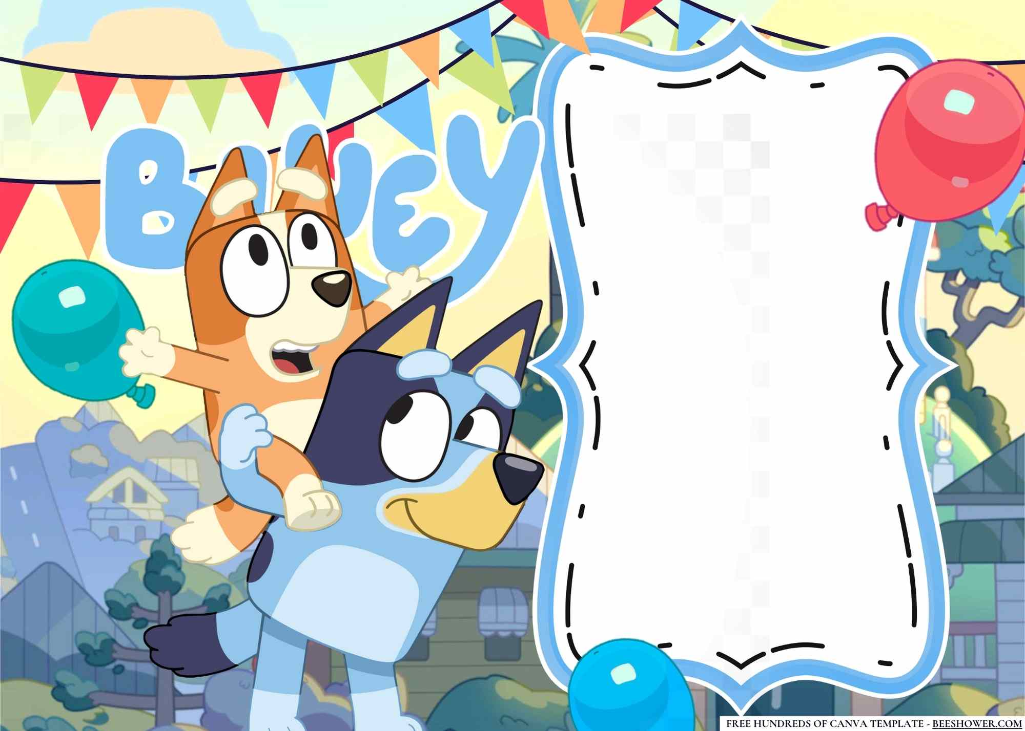 FREE Canva Invitation Blank Bluey Birthday Invitation 3