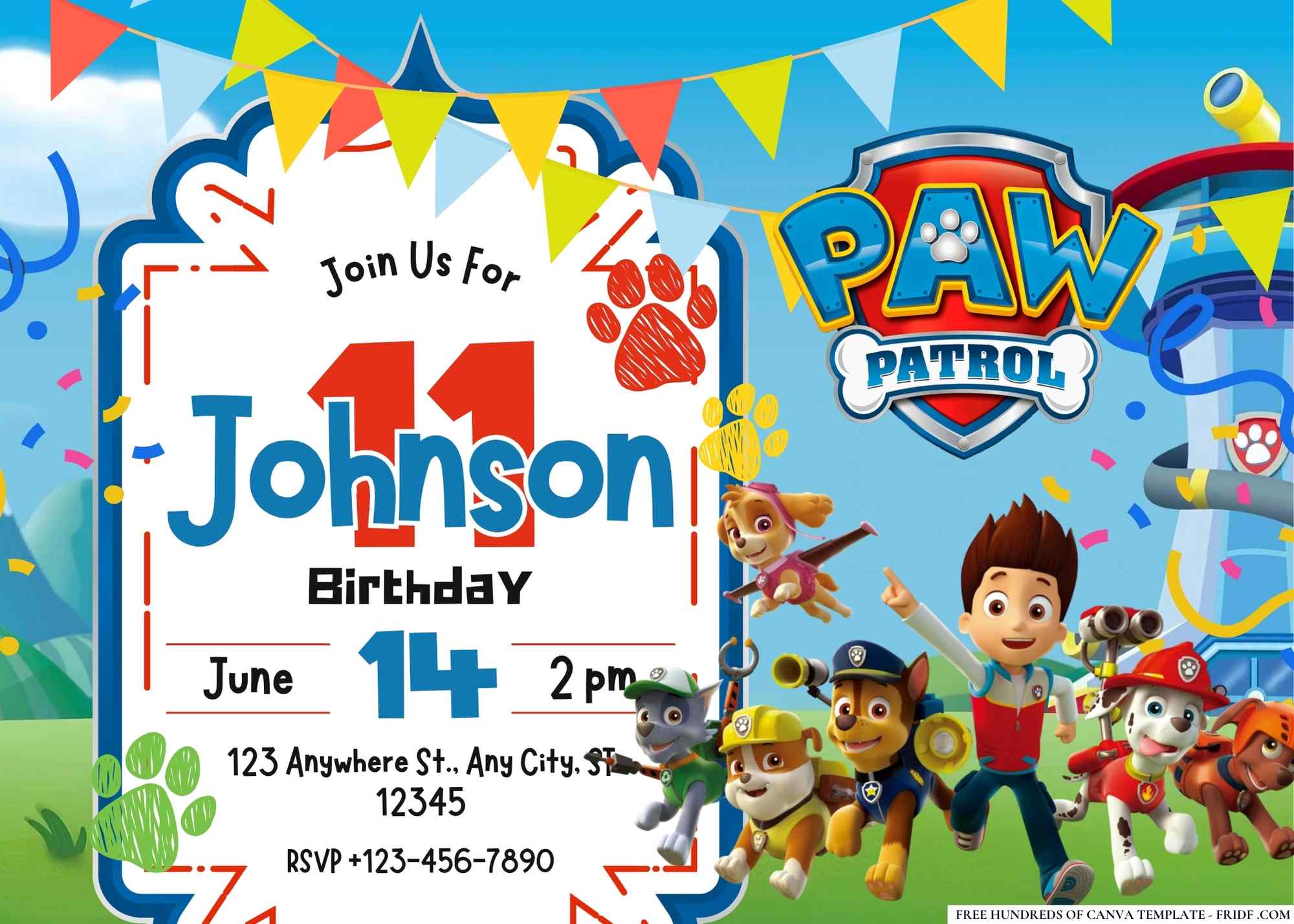 FREE Canva Invitation Paw Patrol Birthday Invitation 1