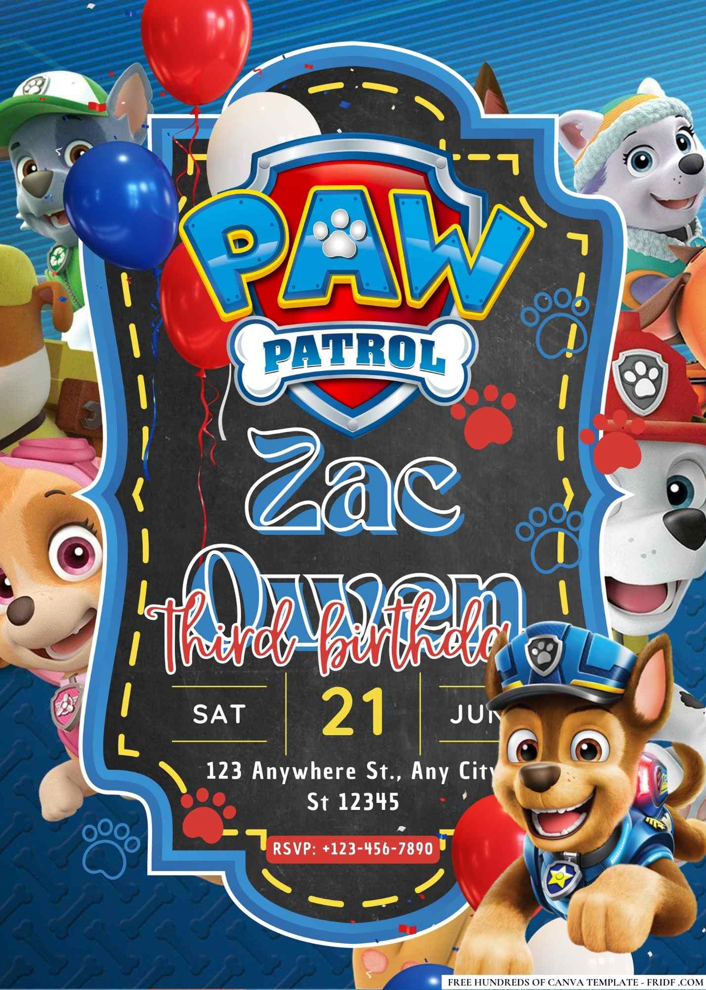 FREE Canva Invitation Paw Patrol Birthday Invitation 3