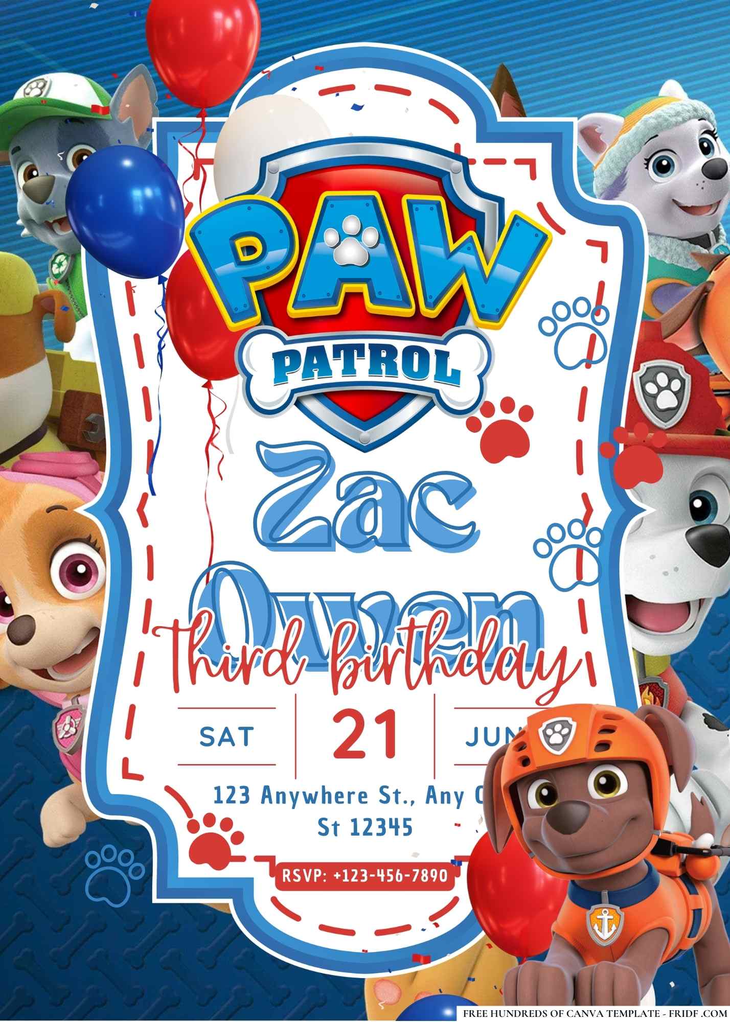 FREE Canva Invitation Paw Patrol Birthday Invitation 5