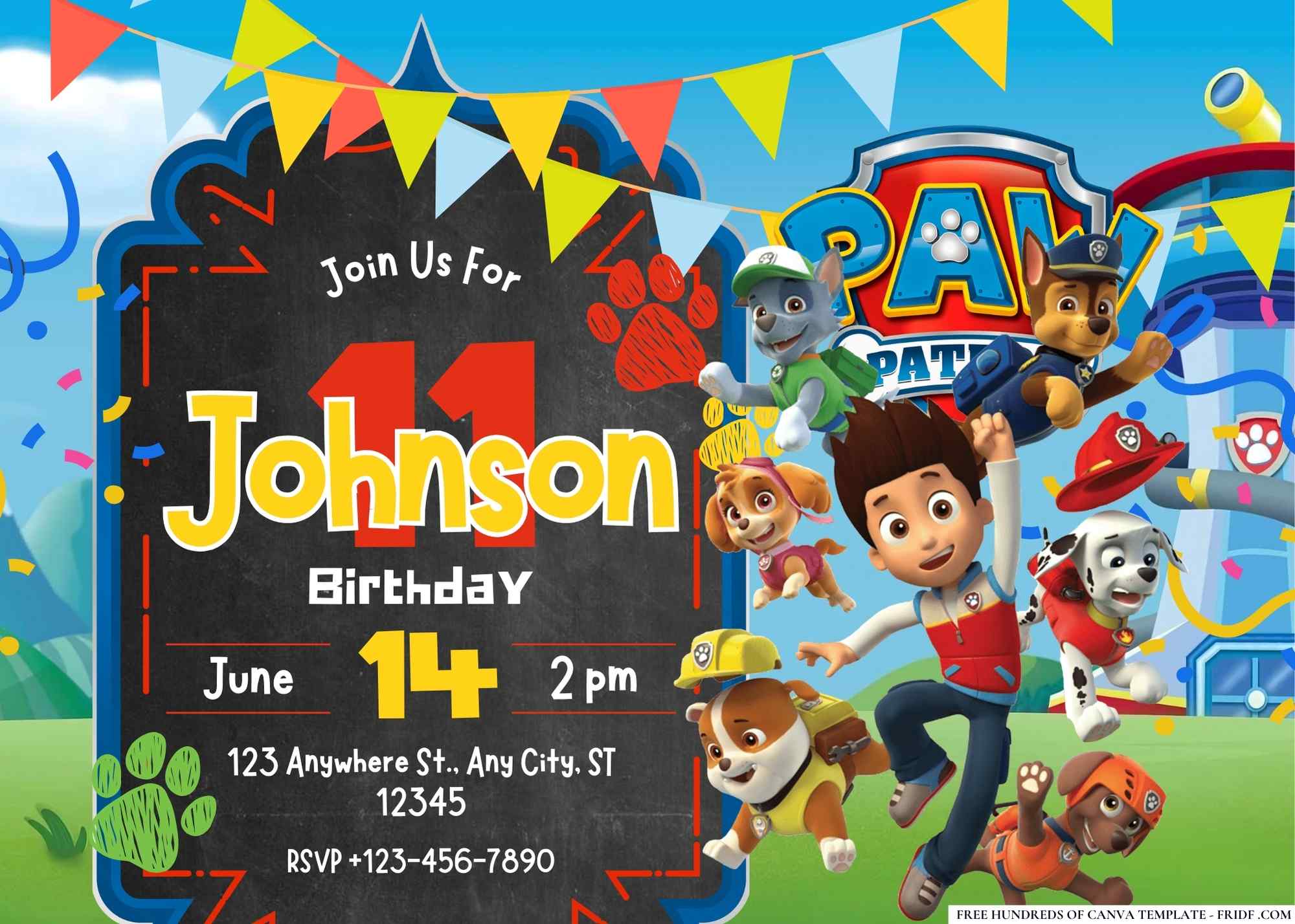 FREE Canva Invitation Paw Patrol Birthday Invitation 7 1