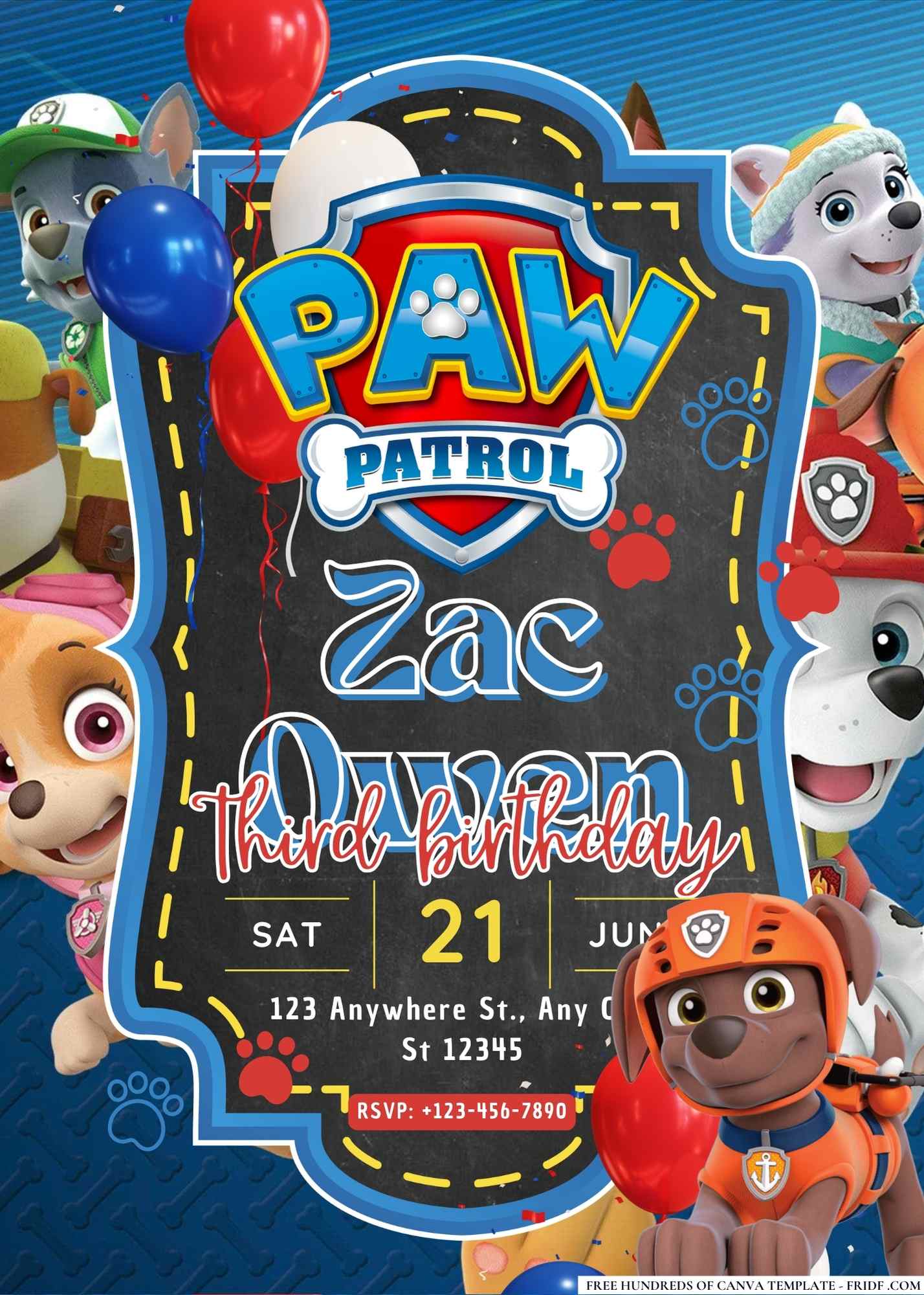 FREE Canva Invitation Paw Patrol Birthday Invitation 7