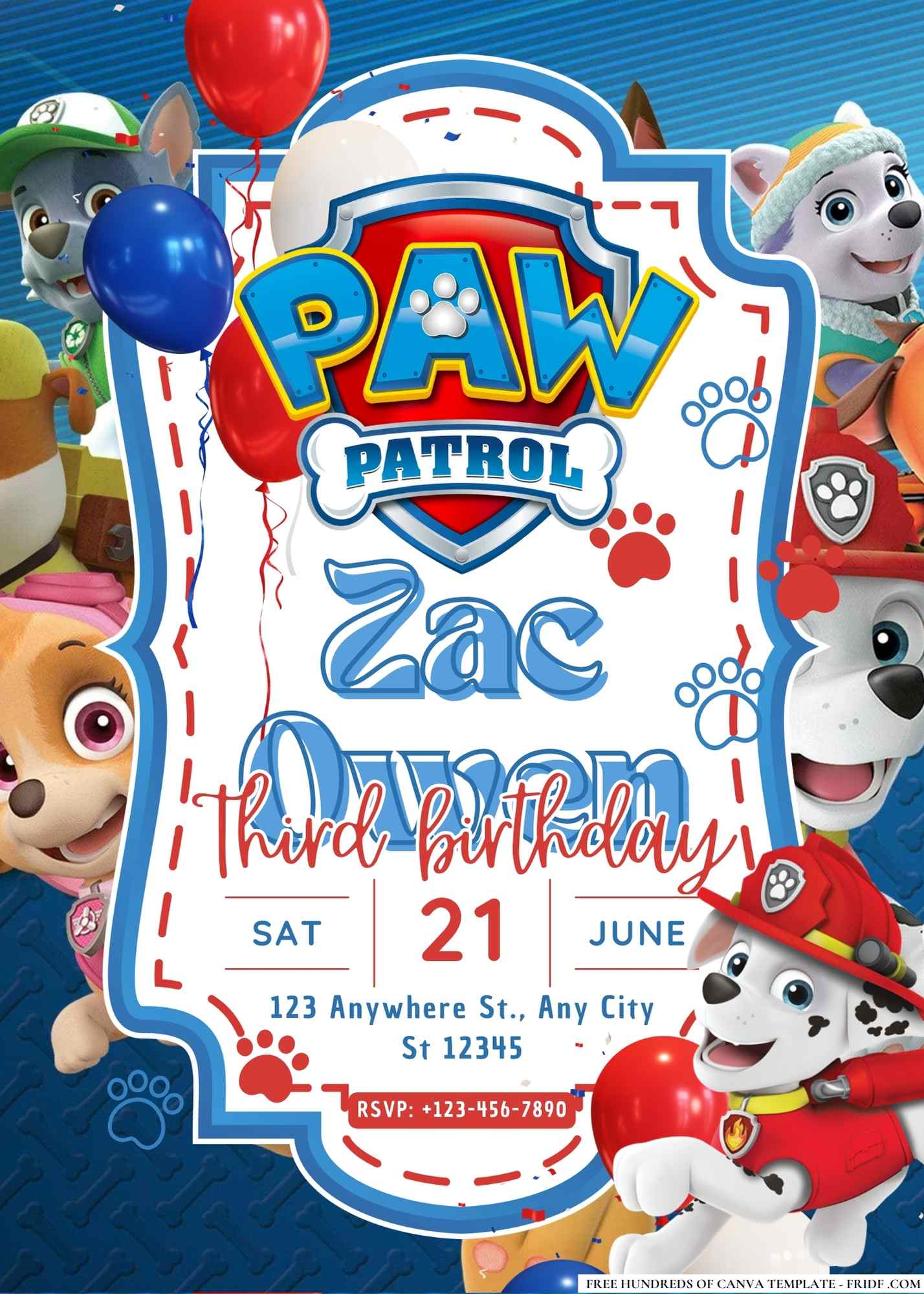 FREE Canva Invitation Paw Patrol Birthday Invitation 9