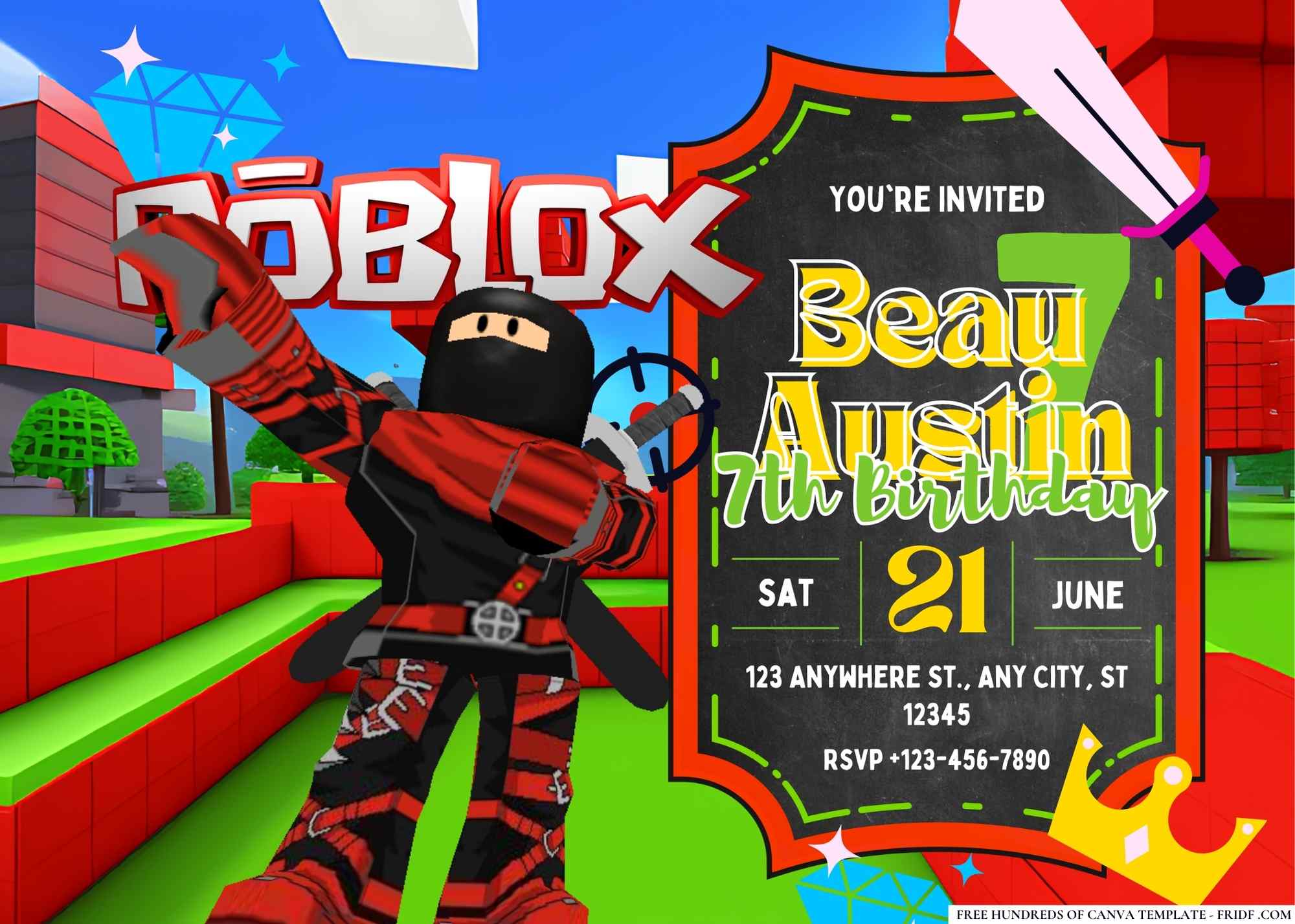 FREE Canva Invitation Roblox Birthday Invitation 15