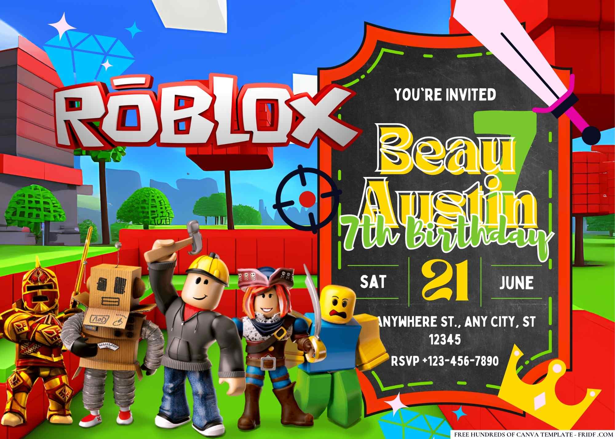 FREE Canva Invitation Roblox Birthday Invitation 3