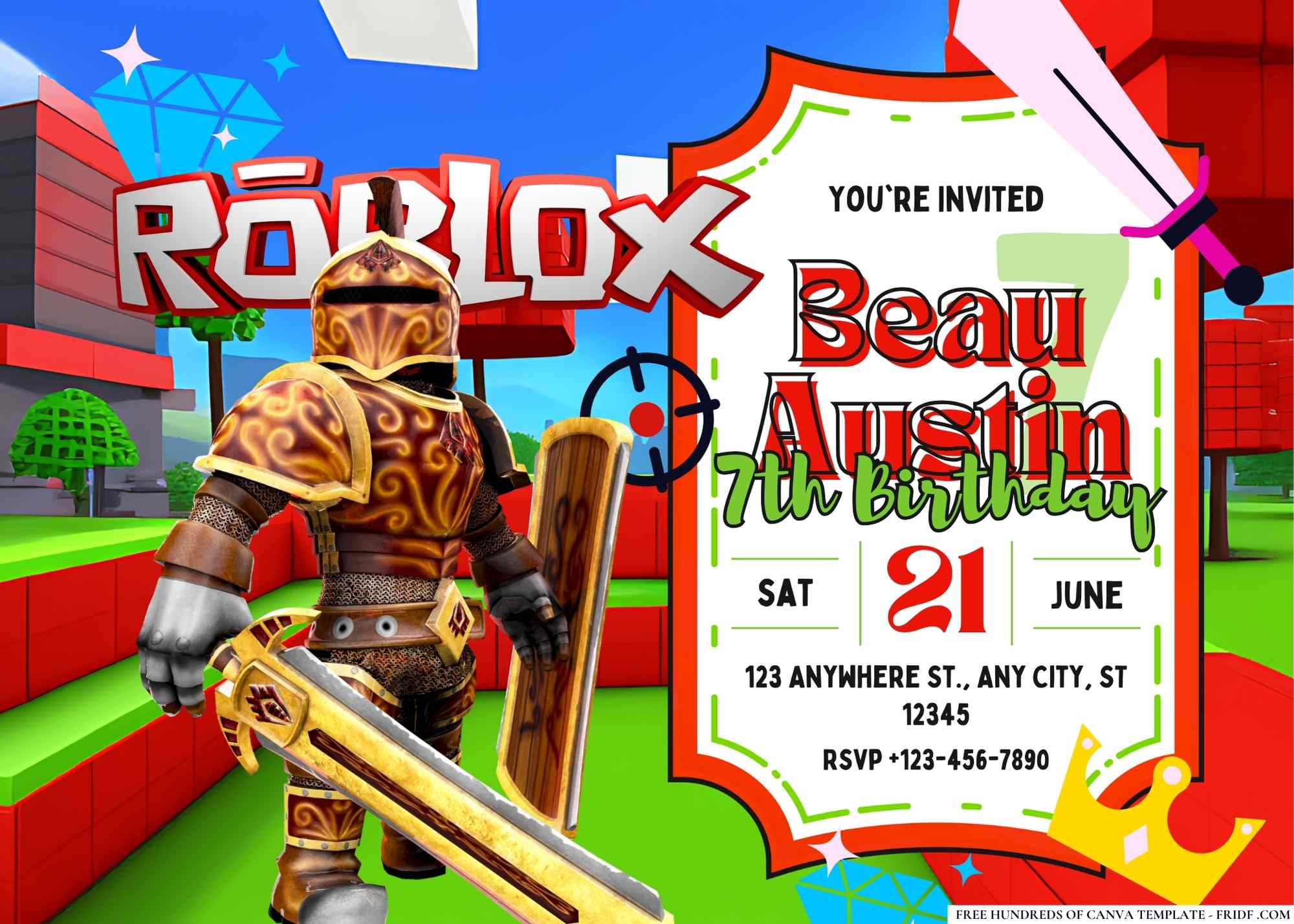 FREE Canva Invitation Roblox Birthday Invitation 5