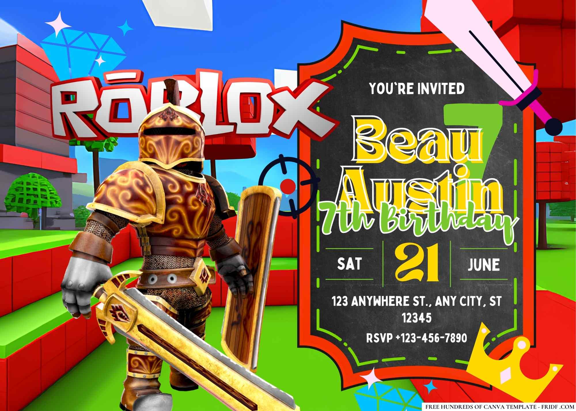 FREE Canva Invitation Roblox Birthday Invitation 7