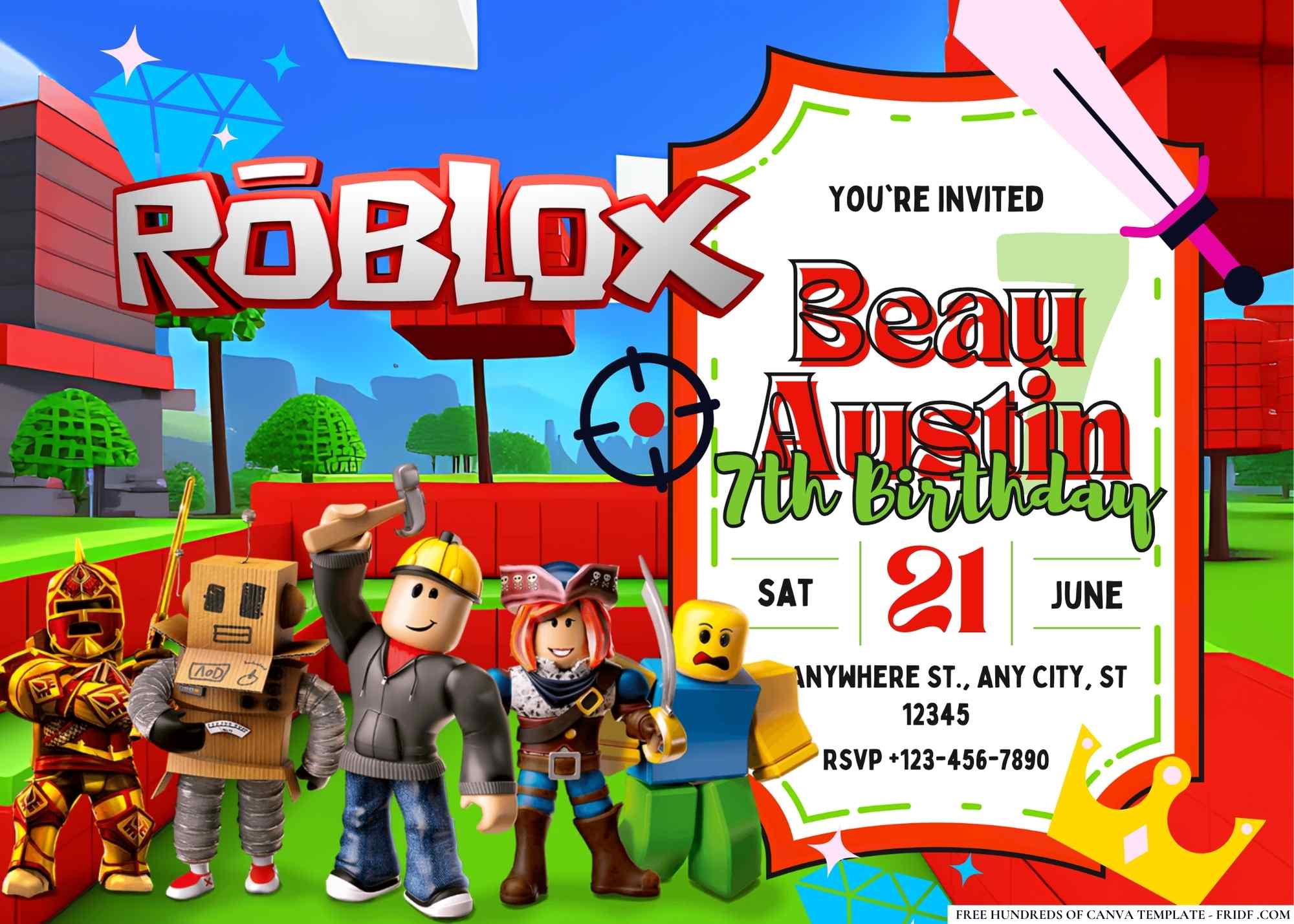 FREE Canva Invitation Roblox Birthday Invitation