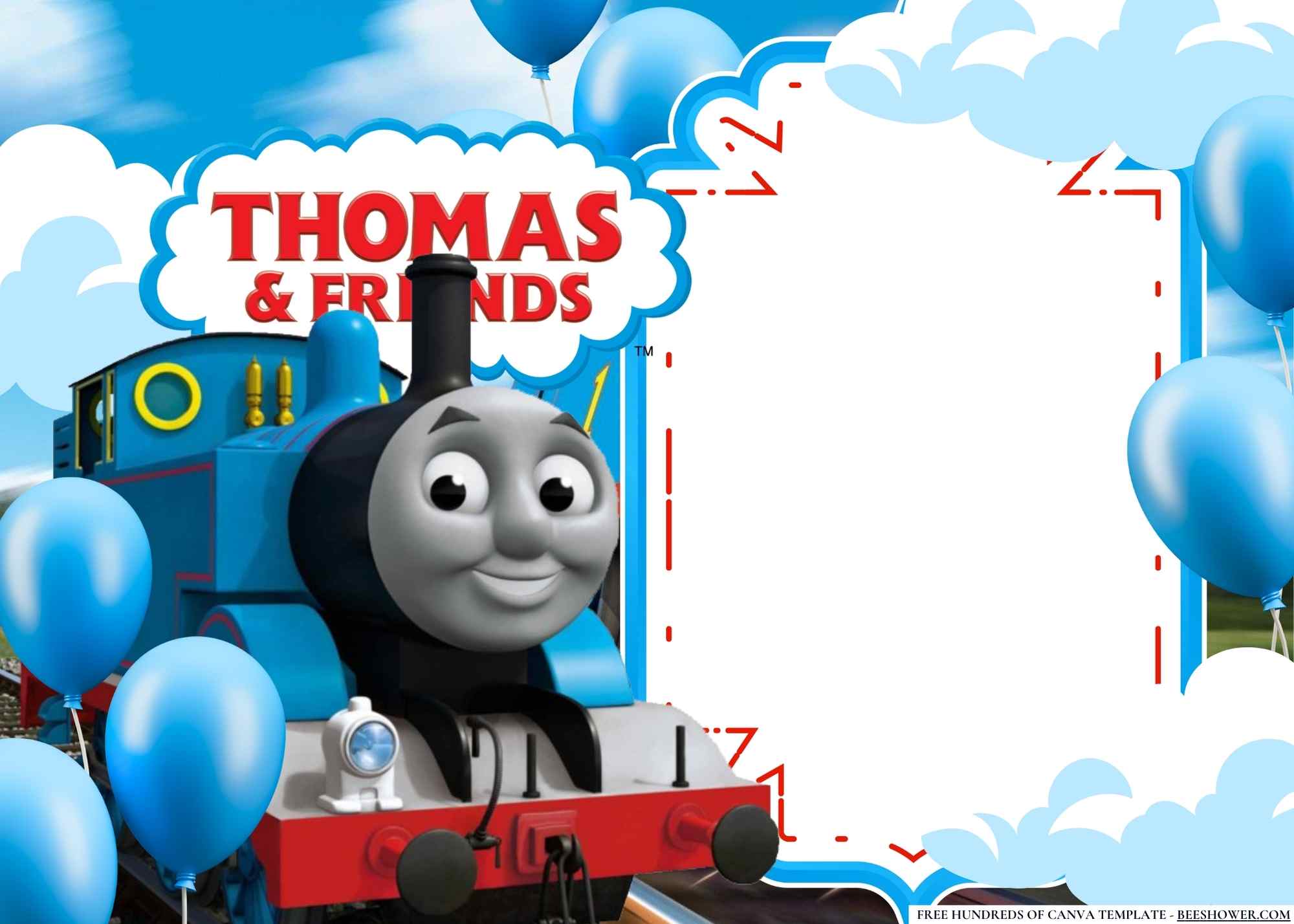 FREE Canva Invitation Thomas The Train Birthday Invitation 14