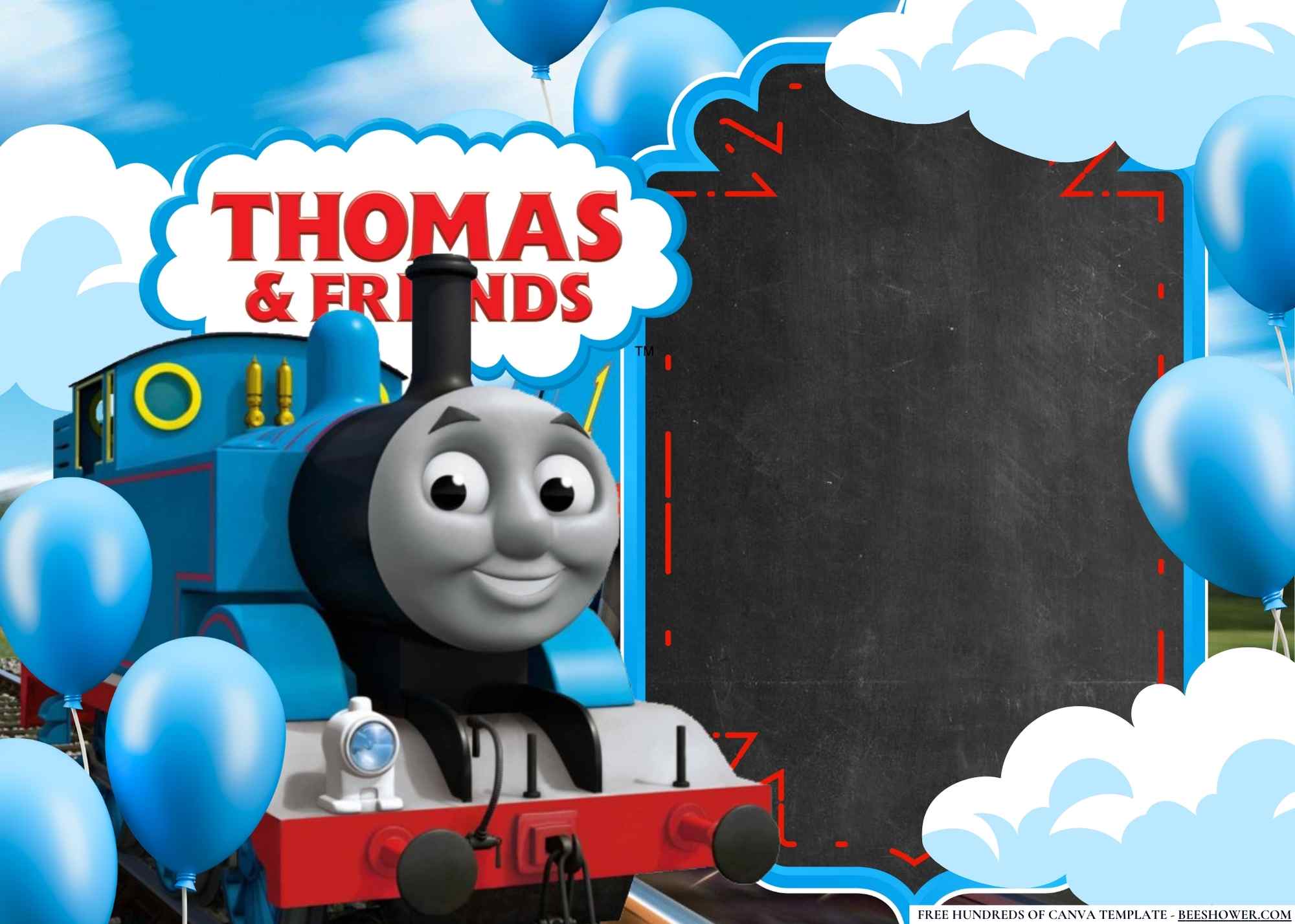 FREE Canva Invitation Thomas The Train Birthday Invitation 16