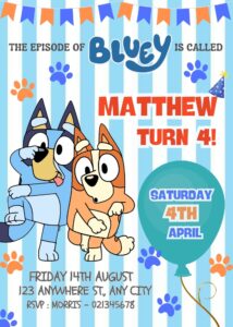 FREE Editable Canva - 10+ Festive Bluey Birthday Invitation Templates