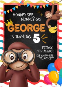 FREE Editable Canva - 7+ Ever Curious George Birthday Invitation templates