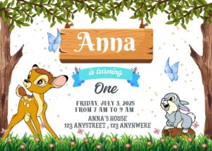 FREE Editable Canva - 8+ Sweet Bambi Birthday Invitation Templates