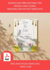 (FREE Editable PDF) Mosaic And Floral Wedding Invitation Templates