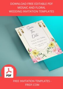 (FREE Editable PDF) Mosaic And Floral Wedding Invitation Templates