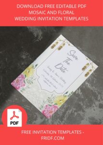 (FREE Editable PDF) Mosaic And Floral Wedding Invitation Templates