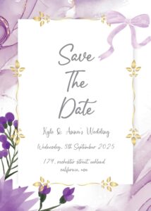 ( FREE Editable PDF ) Purple Charm Floral Wedding Invitation Templates