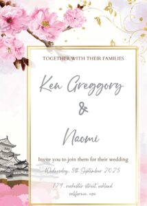 ( FREE Editable PDF ) Romance Blossom Wedding Invitation Templates