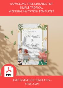 ( FREE Editable PDF ) Simple Tropical Floral Wedding Invitation Templates