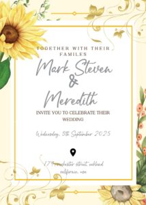 (FREE Editable PDF ) Sunflower Garden Wedding Invitation Templates