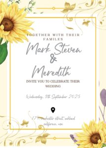 (FREE Editable PDF ) Sunflower Garden Wedding Invitation Templates