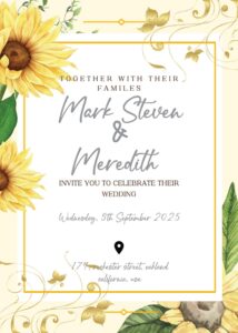 (FREE Editable PDF ) Sunflower Garden Wedding Invitation Templates