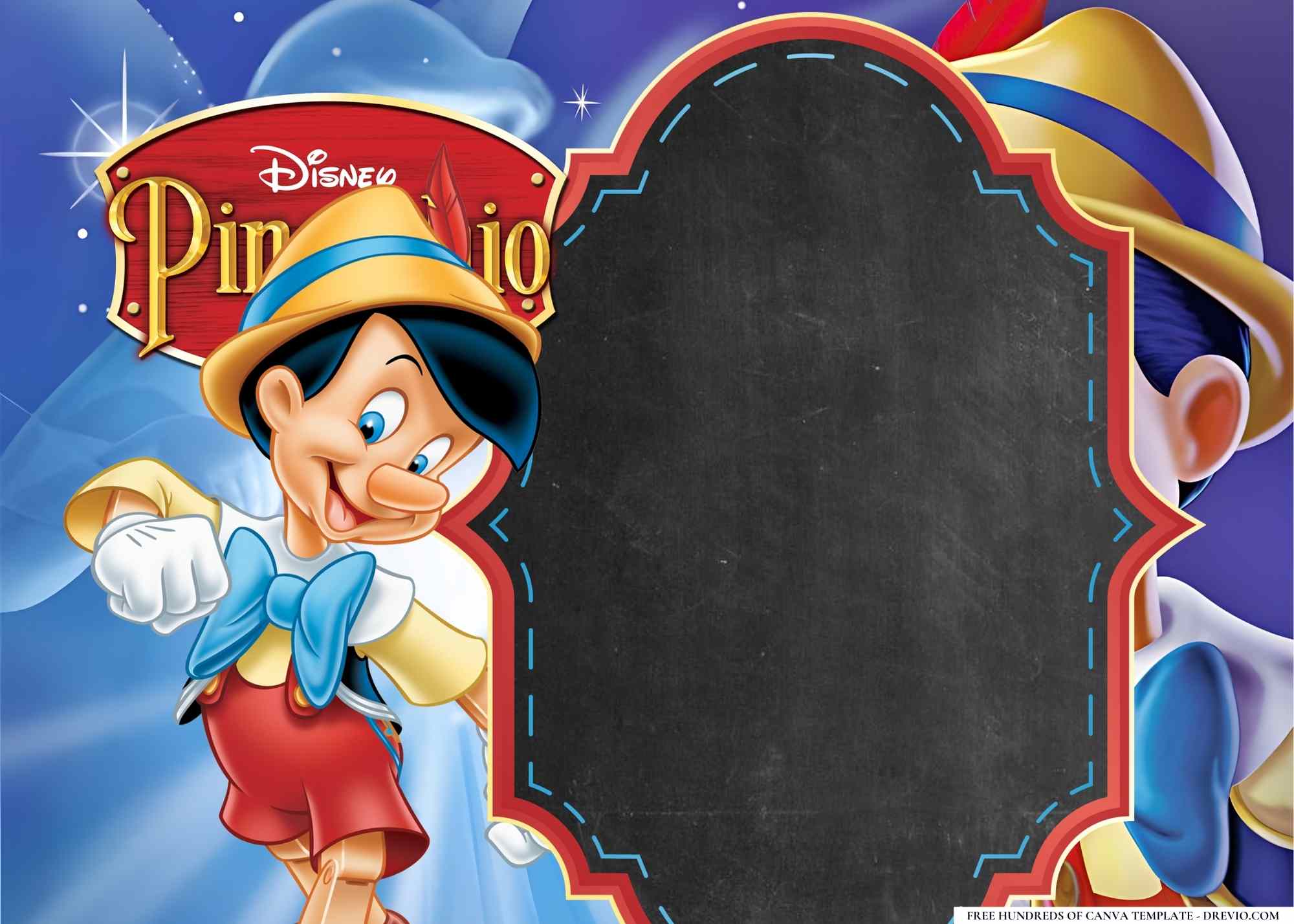 Pinocchio Birthday Party Invitations